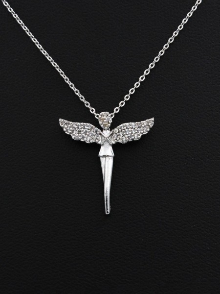 Anneler Gününe Özel Kişiye Özel Mesajlı Kupa & Gümüş Taşlı Melek Kolye