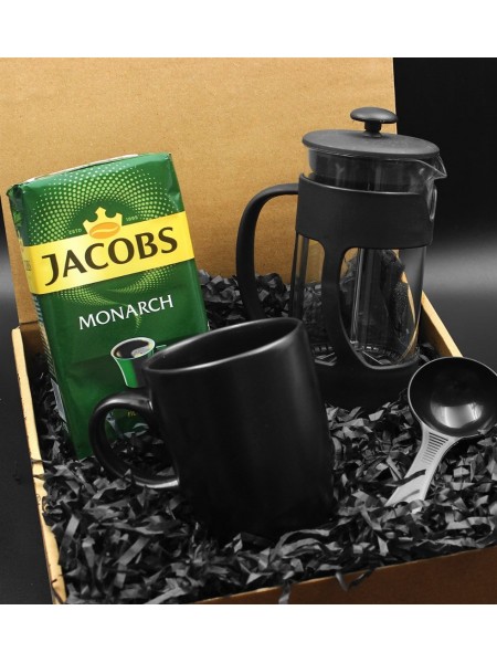 Siyah Kupa & French Press & 250 Gram Jacobs Filtre Kahve Hediye Seti