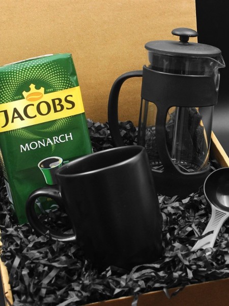 Siyah Kupa & French Press & 250 Gram Jacobs Filtre Kahve Hediye Seti